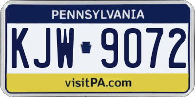 PA license plate KJW9072