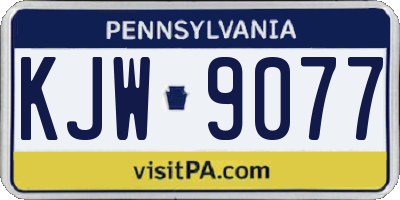 PA license plate KJW9077