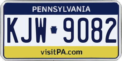PA license plate KJW9082