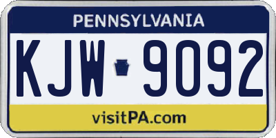 PA license plate KJW9092