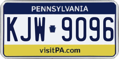 PA license plate KJW9096