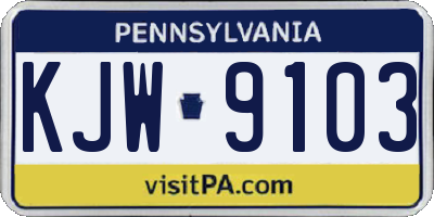 PA license plate KJW9103