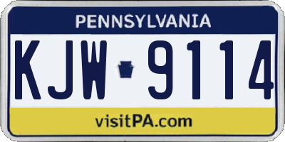 PA license plate KJW9114