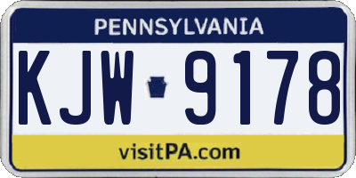 PA license plate KJW9178