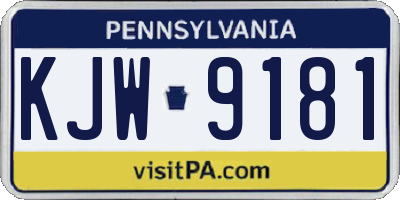 PA license plate KJW9181