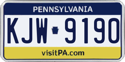 PA license plate KJW9190