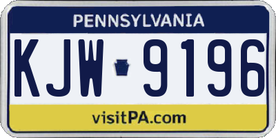 PA license plate KJW9196