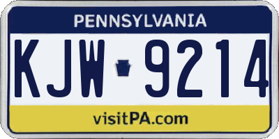 PA license plate KJW9214