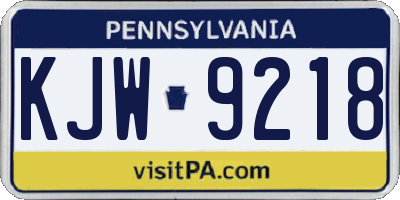 PA license plate KJW9218