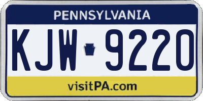 PA license plate KJW9220