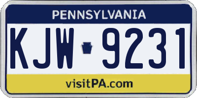 PA license plate KJW9231