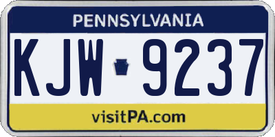 PA license plate KJW9237