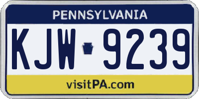 PA license plate KJW9239