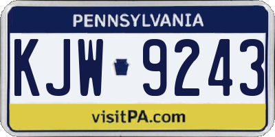 PA license plate KJW9243