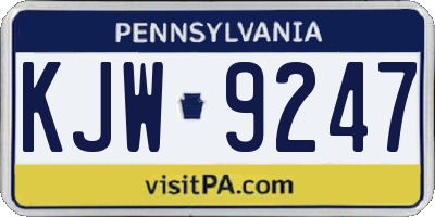 PA license plate KJW9247