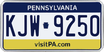 PA license plate KJW9250