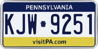 PA license plate KJW9251