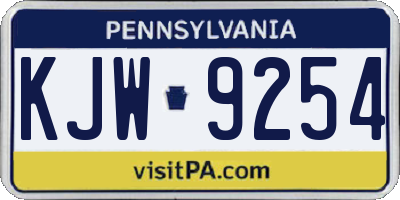 PA license plate KJW9254