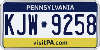 PA license plate KJW9258