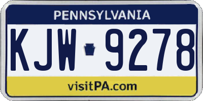 PA license plate KJW9278