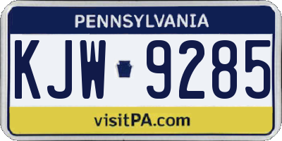 PA license plate KJW9285