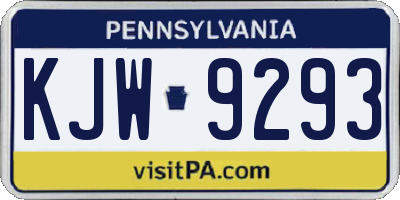 PA license plate KJW9293