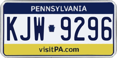 PA license plate KJW9296