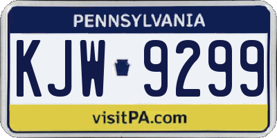 PA license plate KJW9299