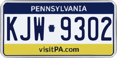 PA license plate KJW9302