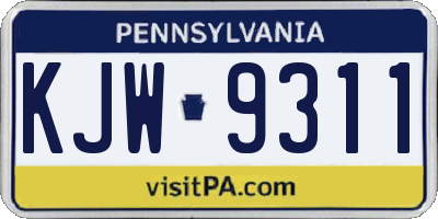 PA license plate KJW9311