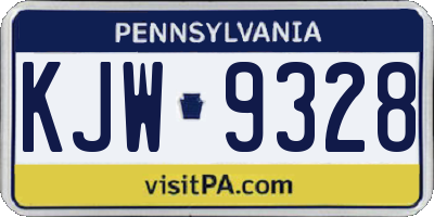 PA license plate KJW9328