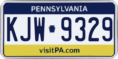 PA license plate KJW9329