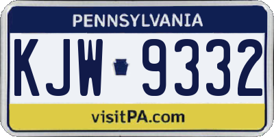PA license plate KJW9332