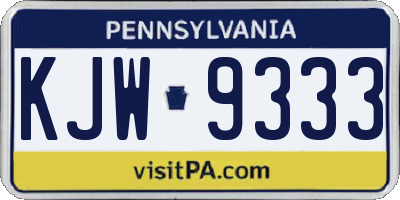 PA license plate KJW9333