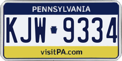 PA license plate KJW9334