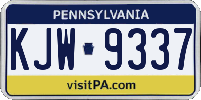 PA license plate KJW9337