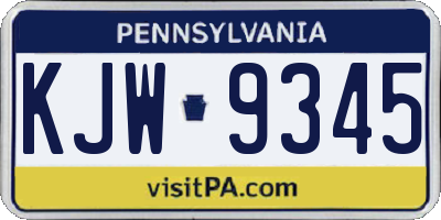 PA license plate KJW9345