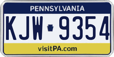 PA license plate KJW9354