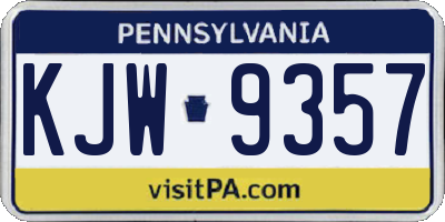 PA license plate KJW9357