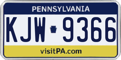 PA license plate KJW9366