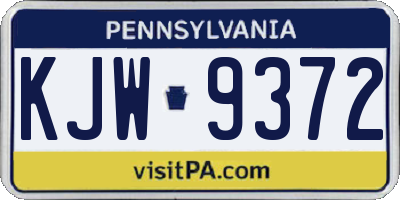 PA license plate KJW9372