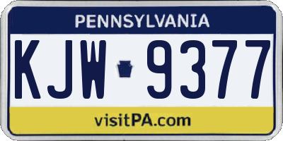 PA license plate KJW9377