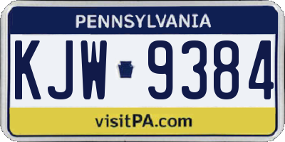 PA license plate KJW9384