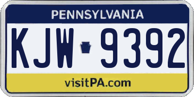 PA license plate KJW9392