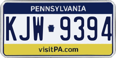 PA license plate KJW9394