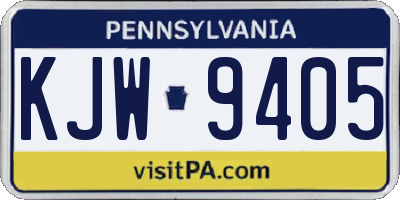 PA license plate KJW9405