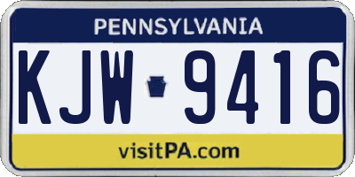 PA license plate KJW9416