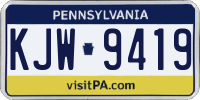 PA license plate KJW9419