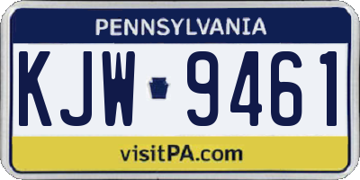PA license plate KJW9461
