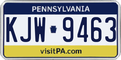 PA license plate KJW9463